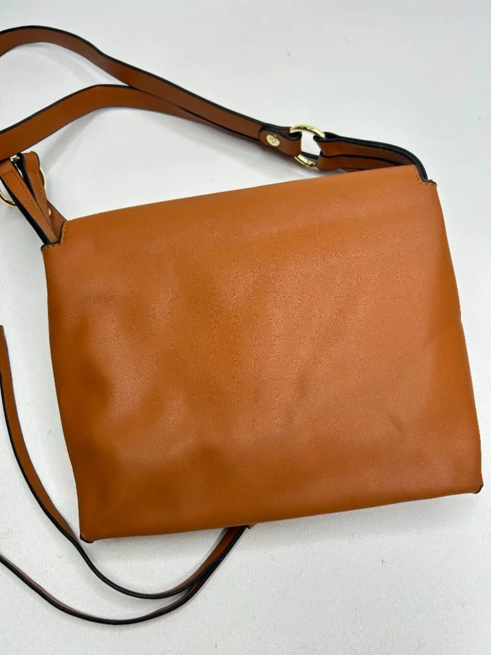 TORY BURCH Miller Logo Leather Crossbody Bag Caramel